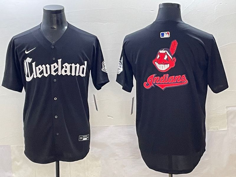Men 2025 Cleveland Indians Blank Black Five generations Joint Name Nike MLB Jersey style 6->cleveland indians->MLB Jersey